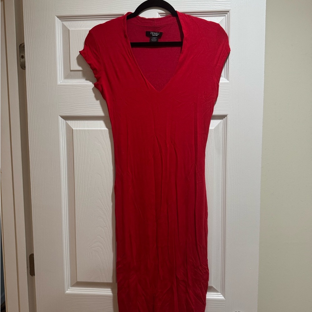 Red V-Neck Dress